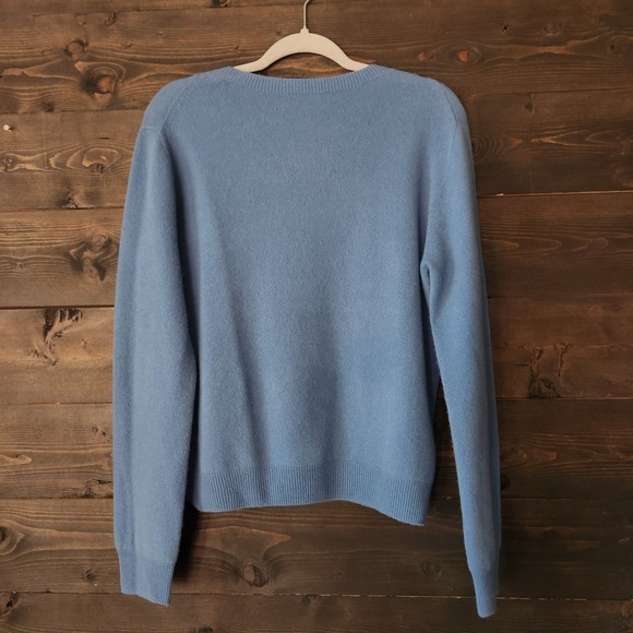 Charter Club 2-Ply 100% Cashmere Sweater Women's S/M Capsule Blue Basic Crew - Picture 2 of 8